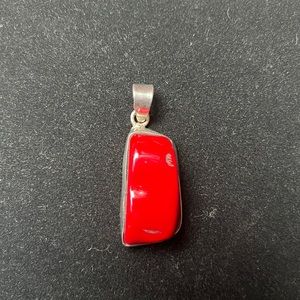 Mexican925 Silver Red Coral Pendant